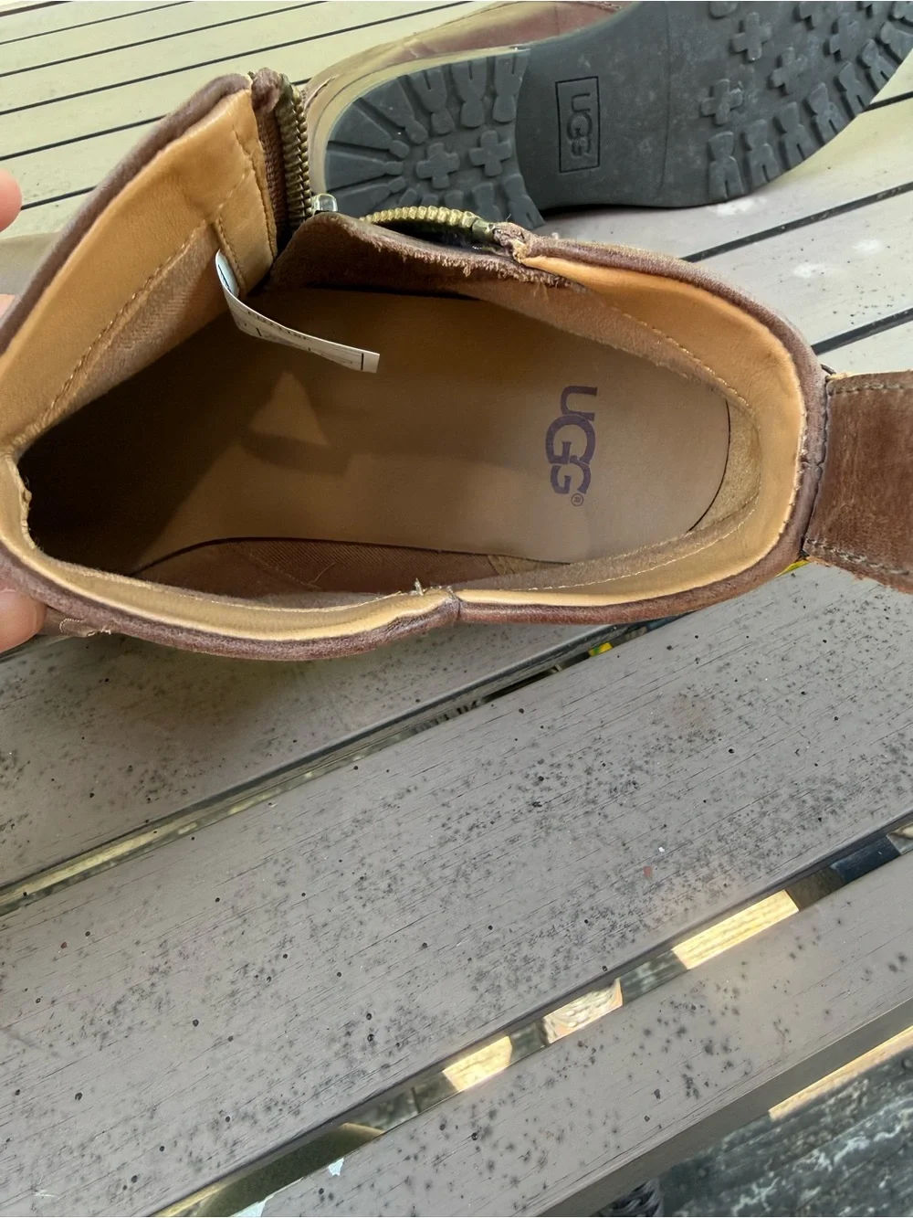 UGG Chestnut Leather Side-Zip Ankle Booties